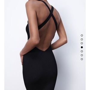 Zara Special edition crossback v-neck black midi dress